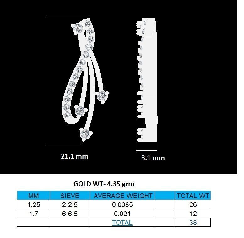 Earrings-0671 rose gold earring with diamonds 3D print model_7