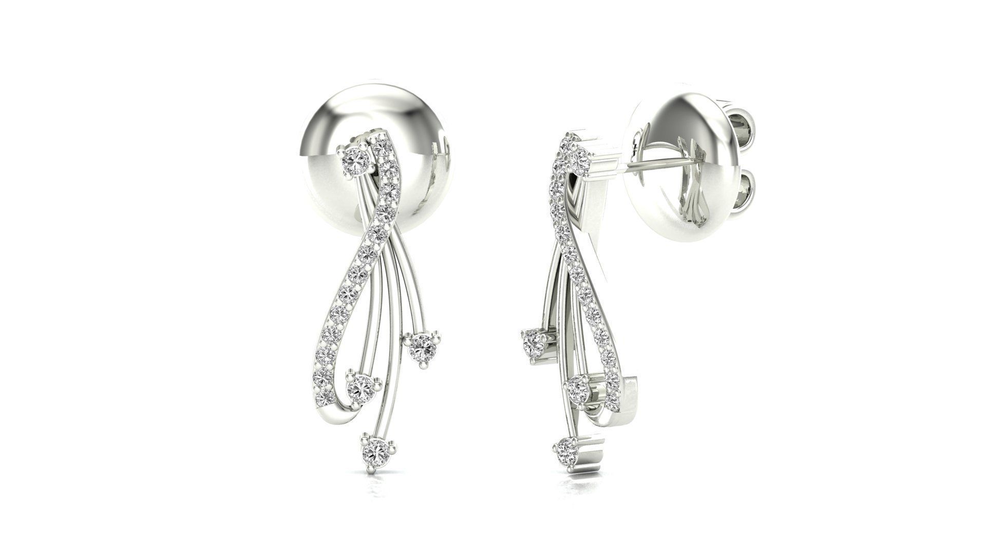 Earrings-0671 rose gold earring with diamonds 3D print model_2