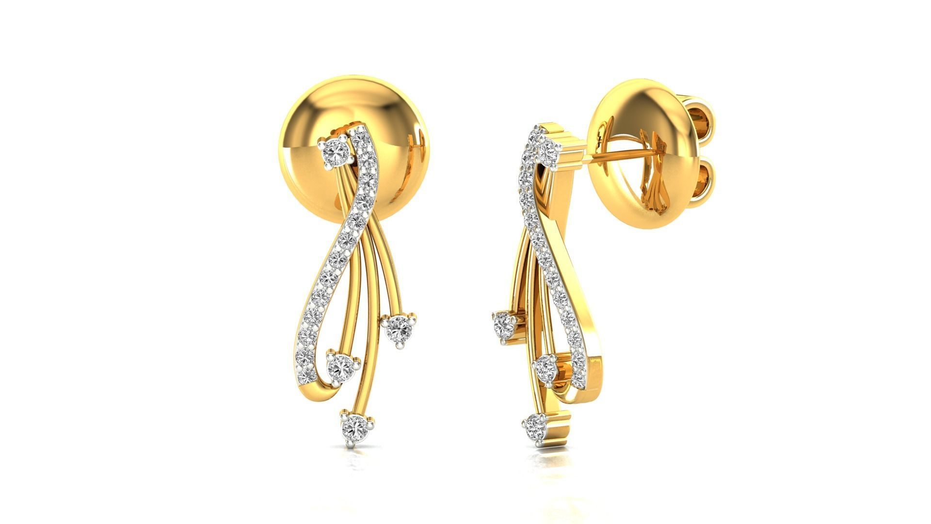 Earrings-0671 rose gold earring with diamonds 3D print model_6