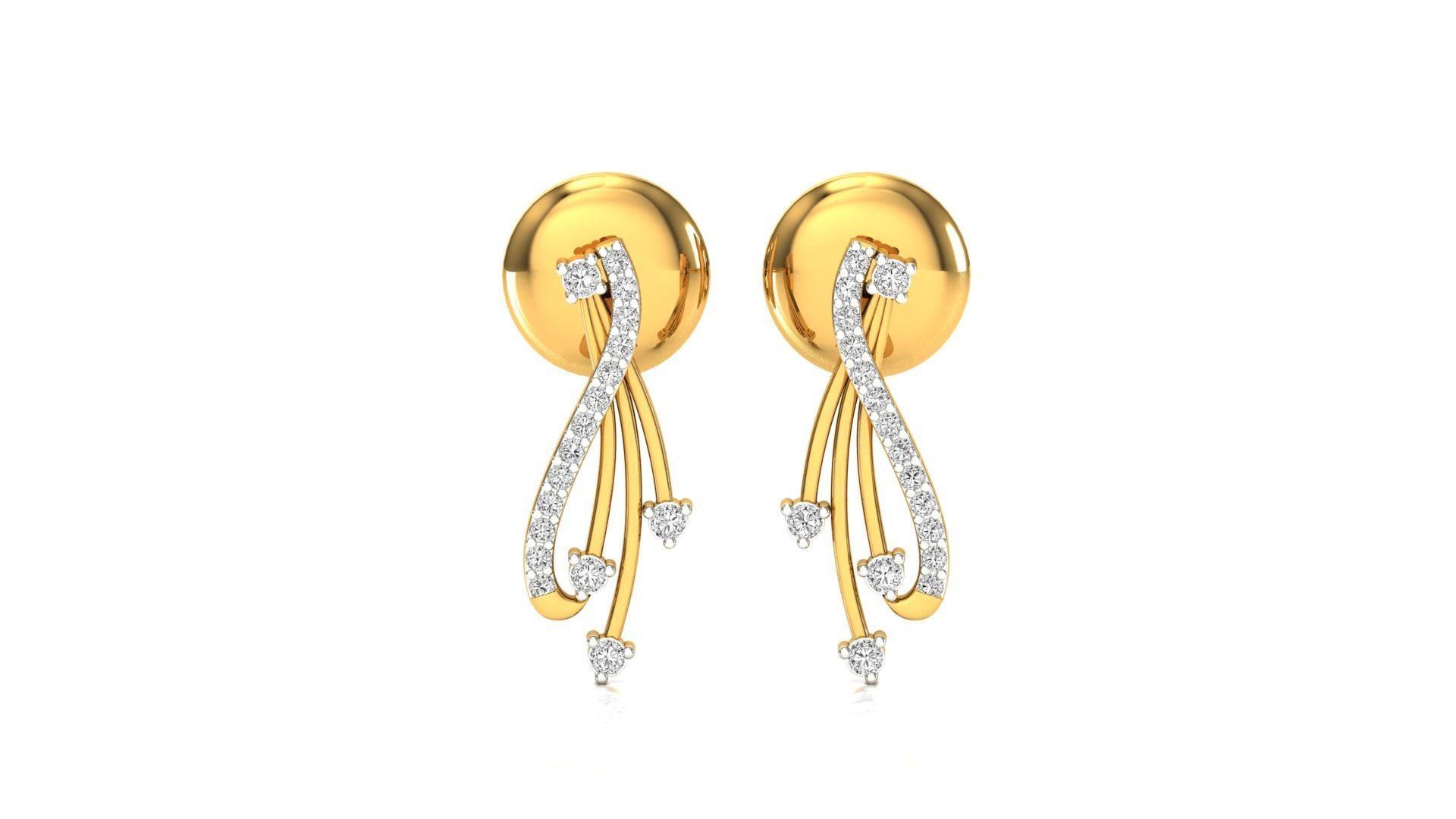 Earrings-0671 rose gold earring with diamonds 3D print model_13