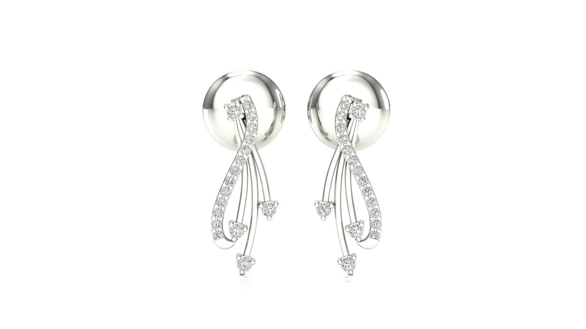 Earrings-0671 rose gold earring with diamonds 3D print model_10