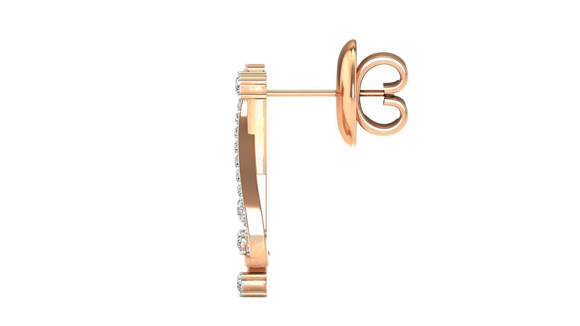 Earrings-0671 rose gold earring with diamonds 3D print model_14