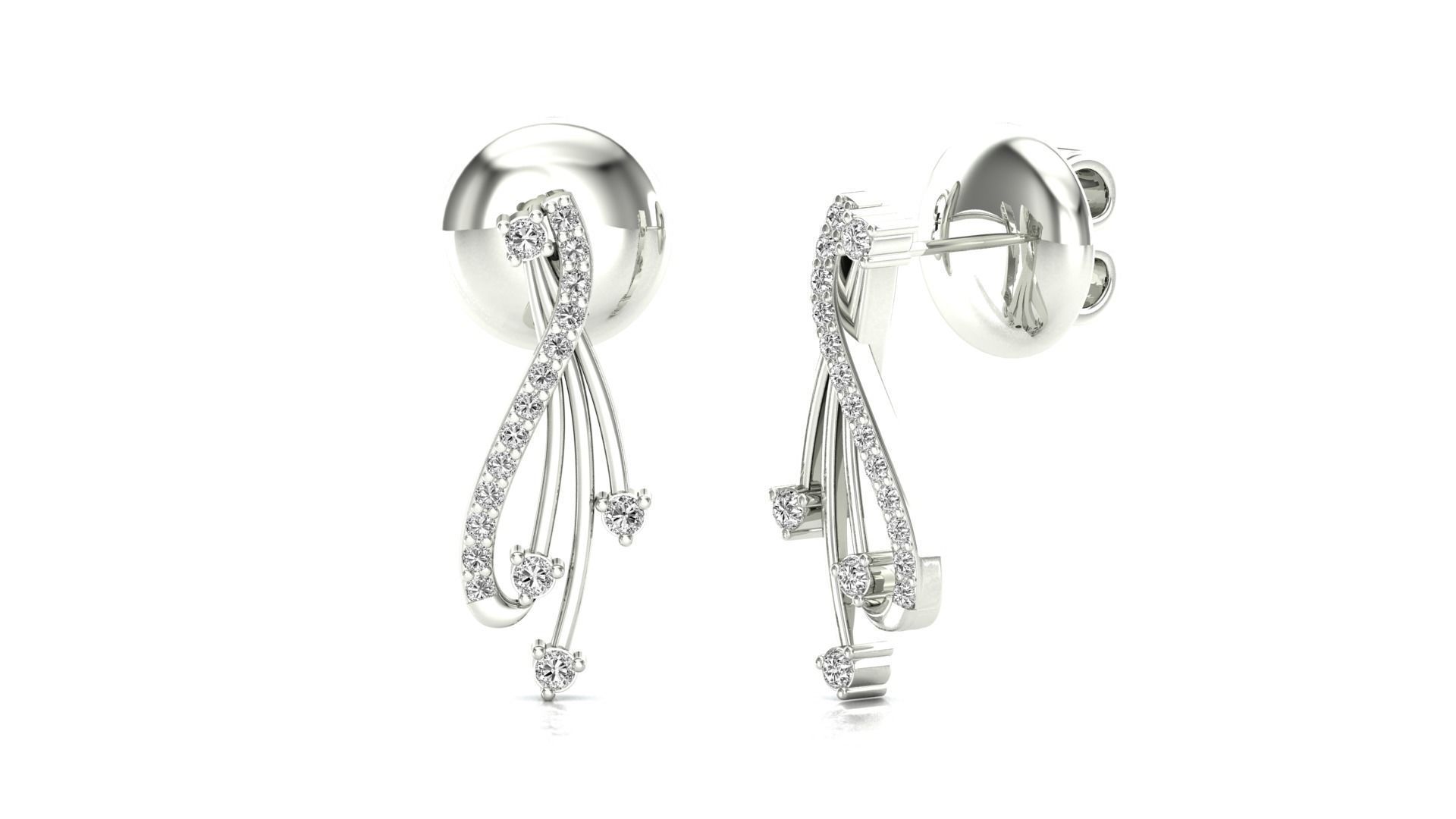 Earrings-0671 rose gold earring with diamonds 3D print model_3