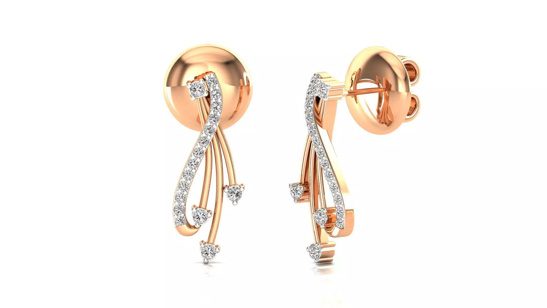 Earrings-0671 rose gold earring with diamonds 3D print model_0