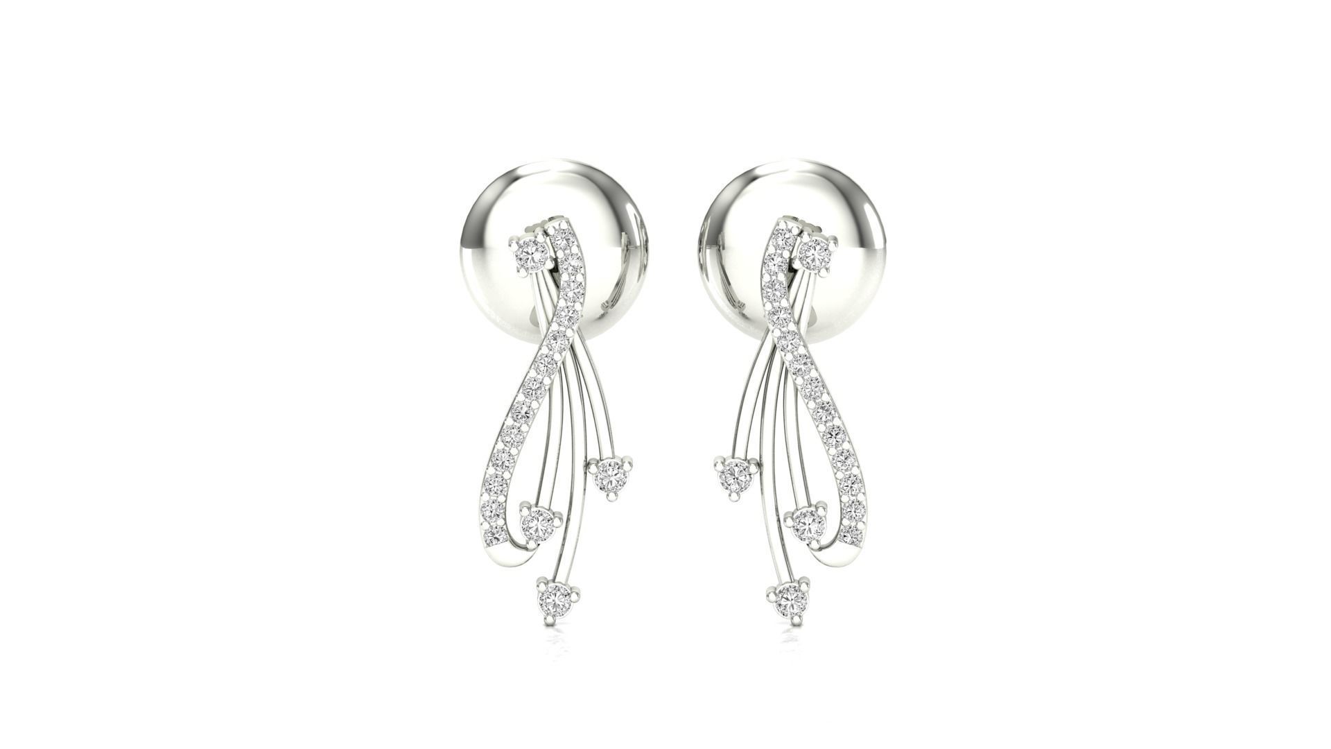 Earrings-0671 rose gold earring with diamonds 3D print model_11