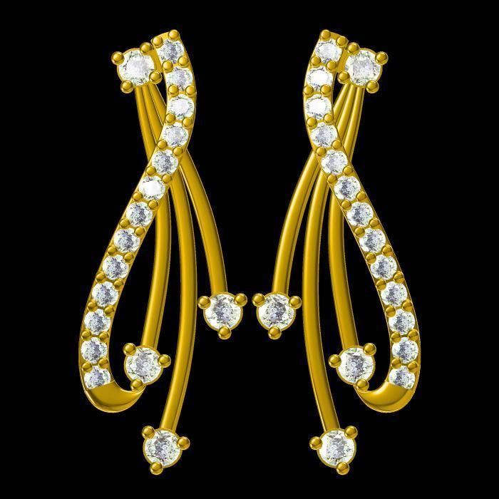 Earrings-0671 rose gold earring with diamonds 3D print model_5