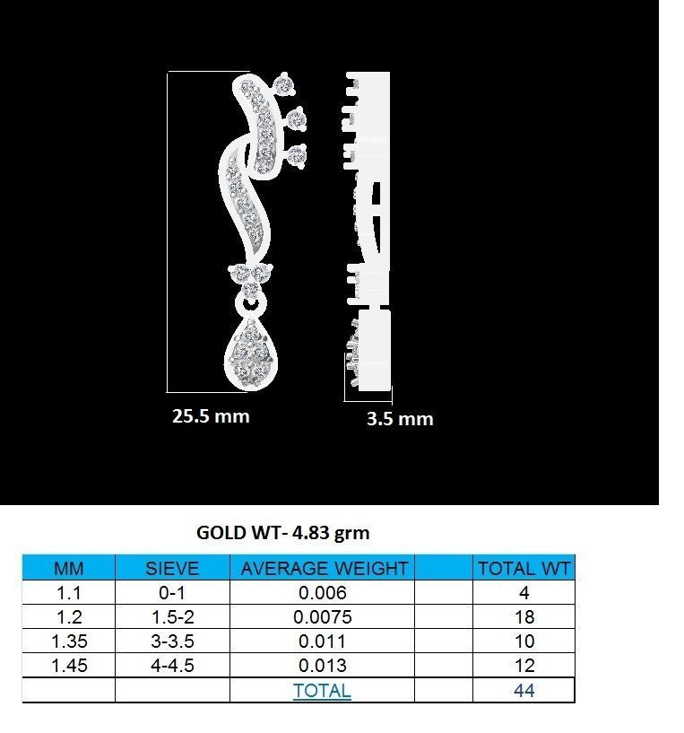 Earrings-0552 rose gold diamond dangle earrings 3D print model_7