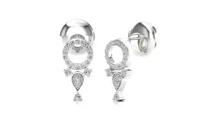 Earrings-0550 pair of rose gold earrings with diamonds 3D print model