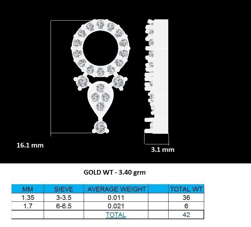 Earrings-0550 pair of rose gold earrings with diamonds 3D print model_8