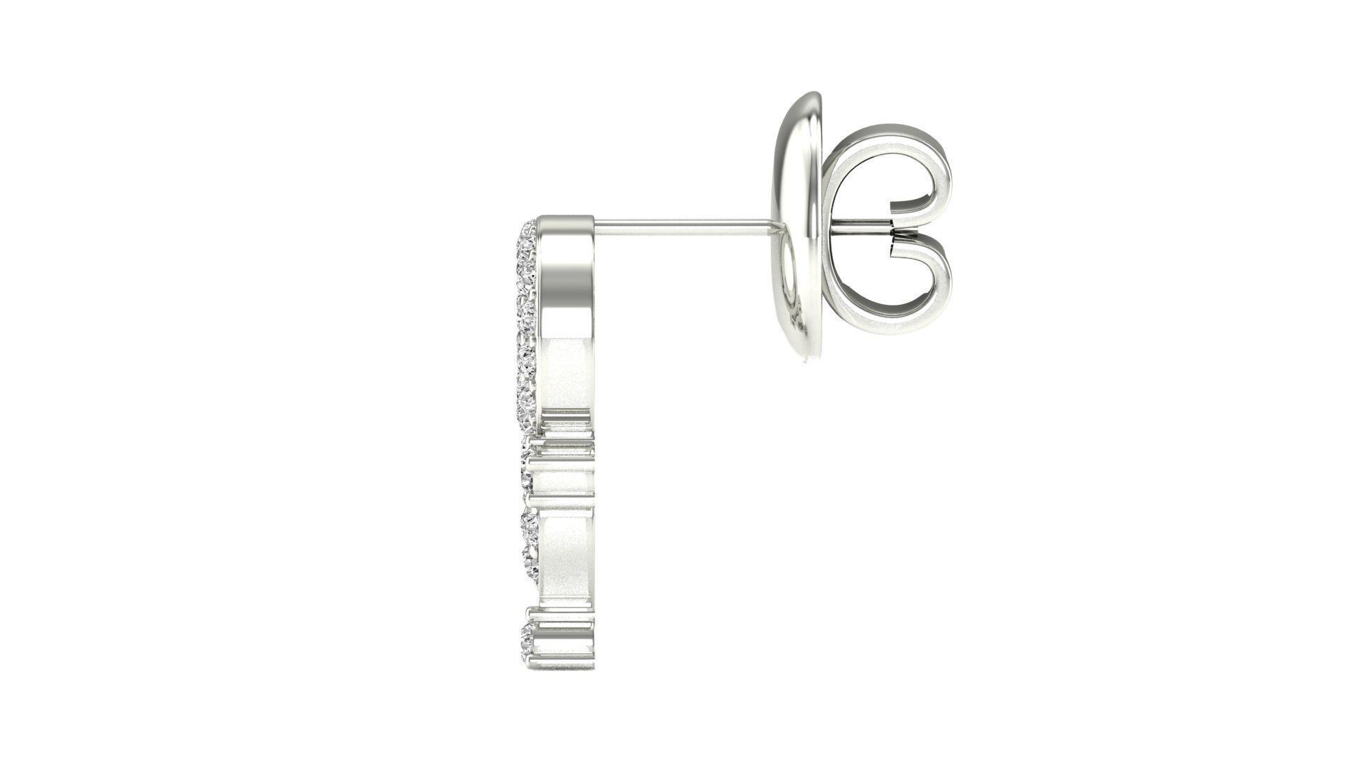 Earrings-0550 pair of rose gold earrings with diamonds 3D print model_16