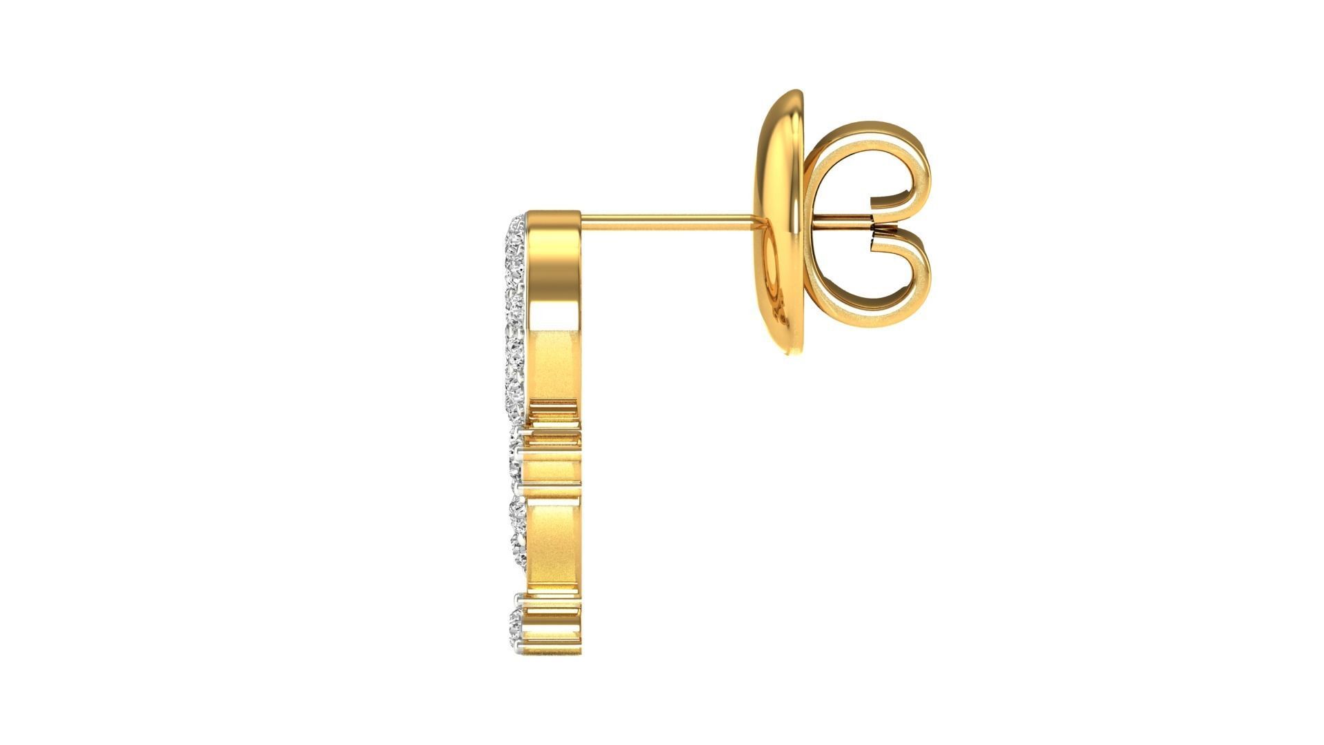 Earrings-0550 pair of rose gold earrings with diamonds 3D print model_19