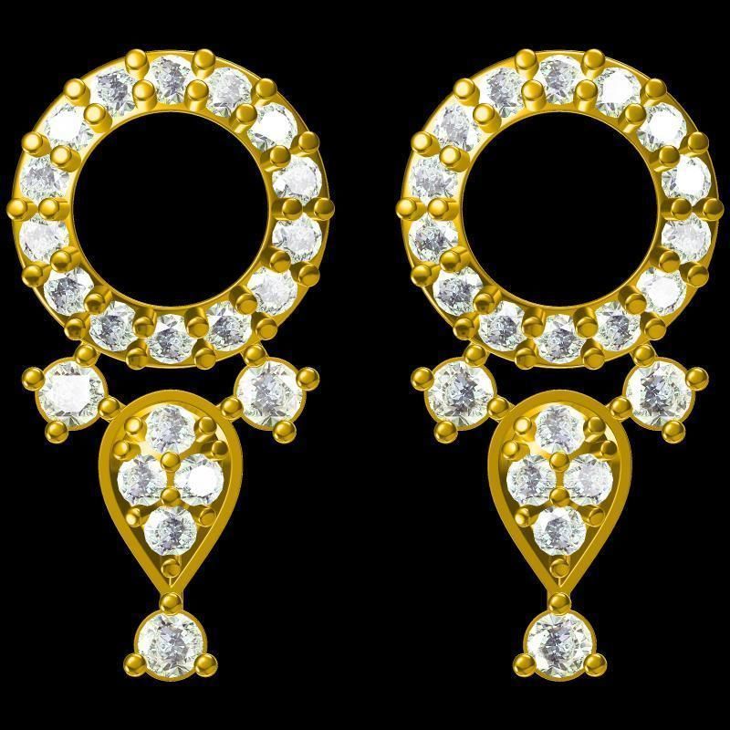 Earrings-0550 pair of rose gold earrings with diamonds 3D print model_6