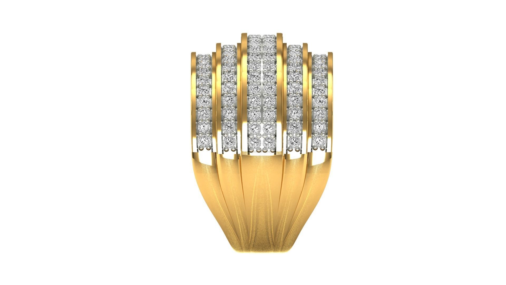 Ring-11014 gold ring with diamonds 3D print model_18