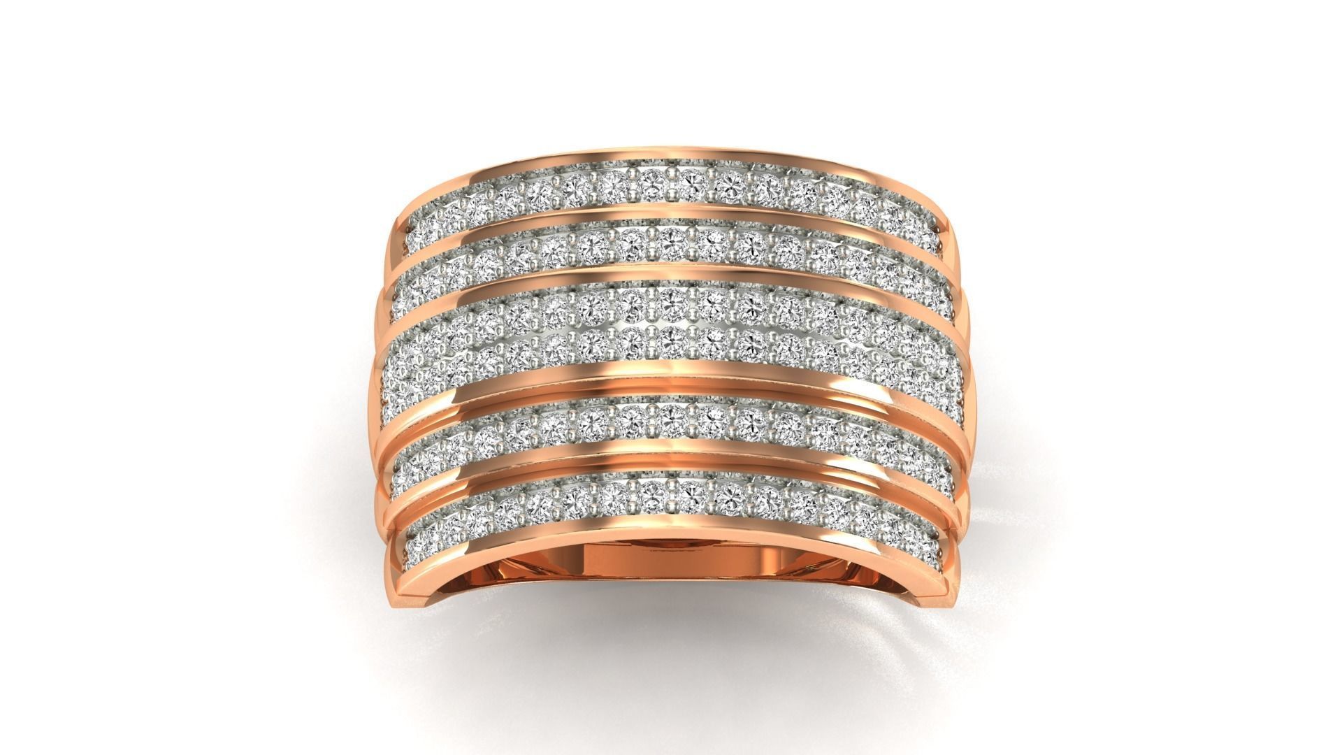 Ring-11014 gold ring with diamonds 3D print model_20