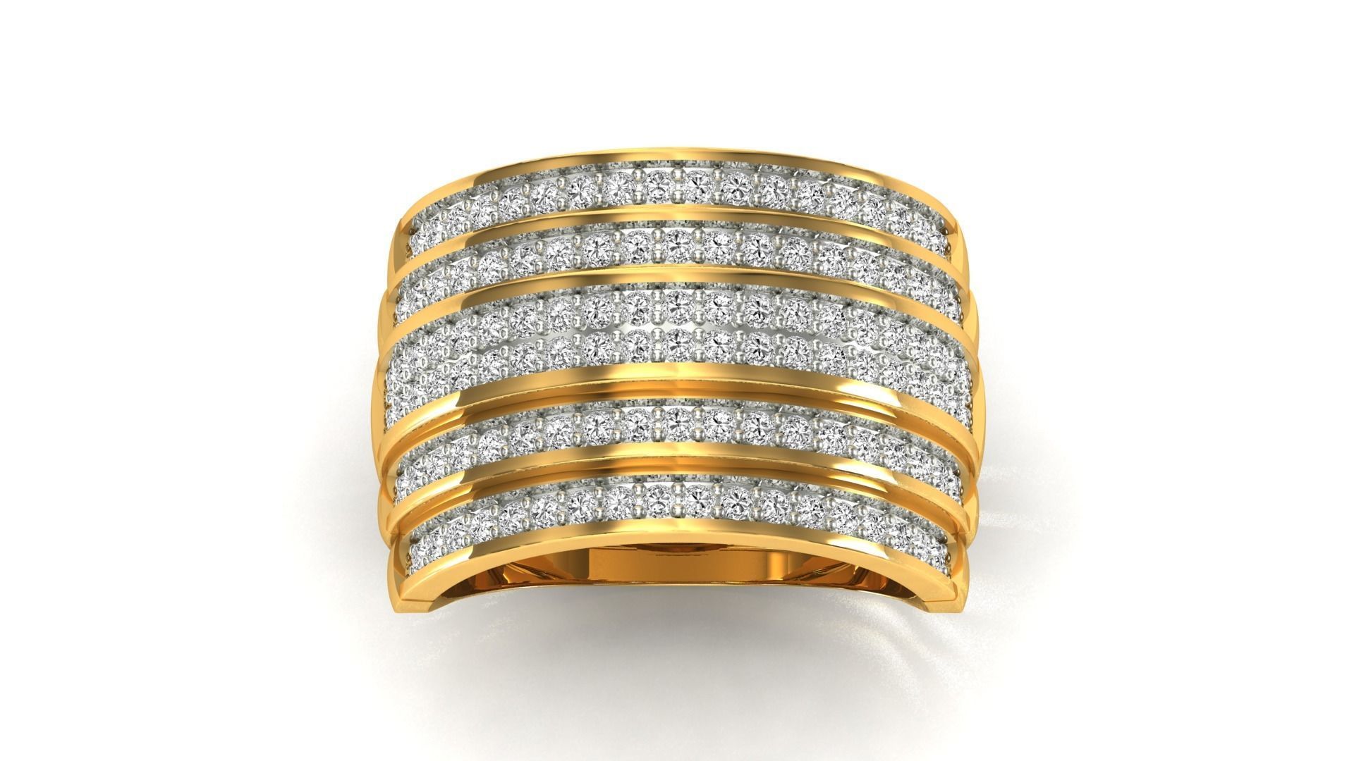 Ring-11014 gold ring with diamonds 3D print model_24