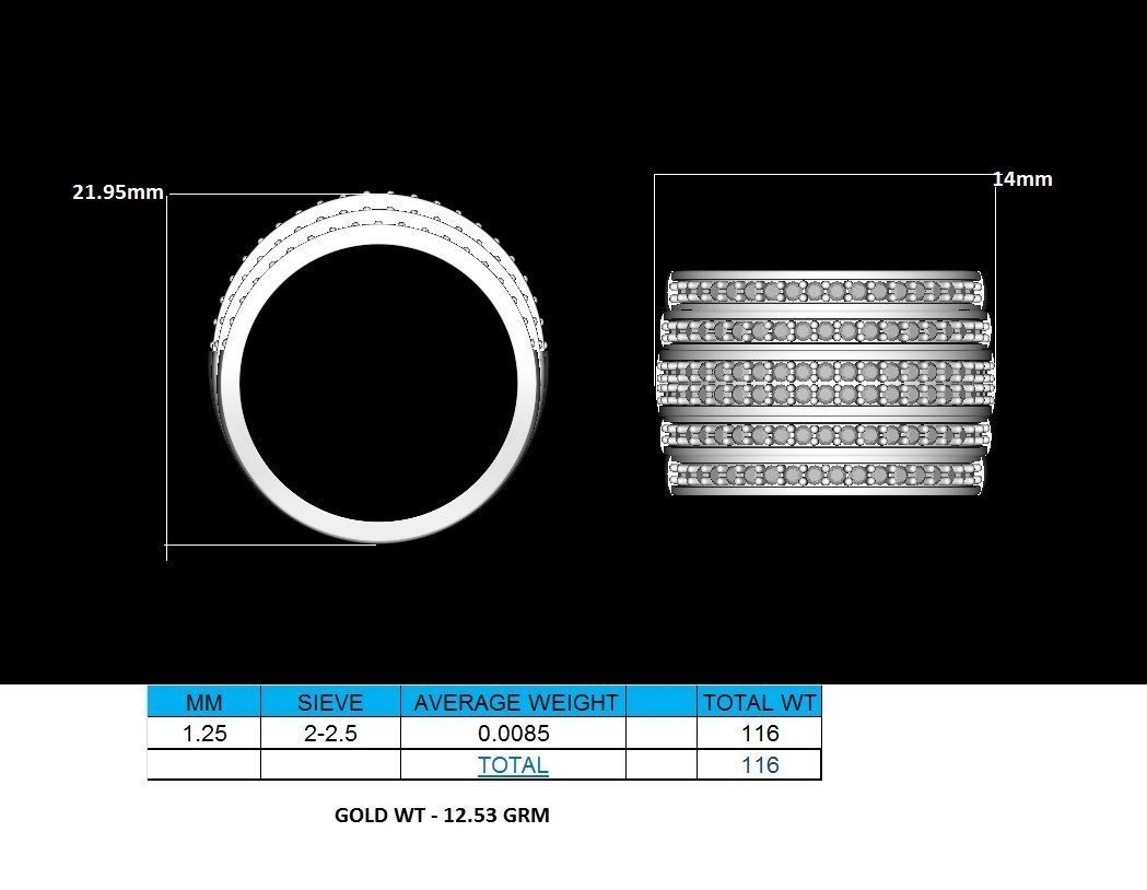 Ring-11014 gold ring with diamonds 3D print model_6