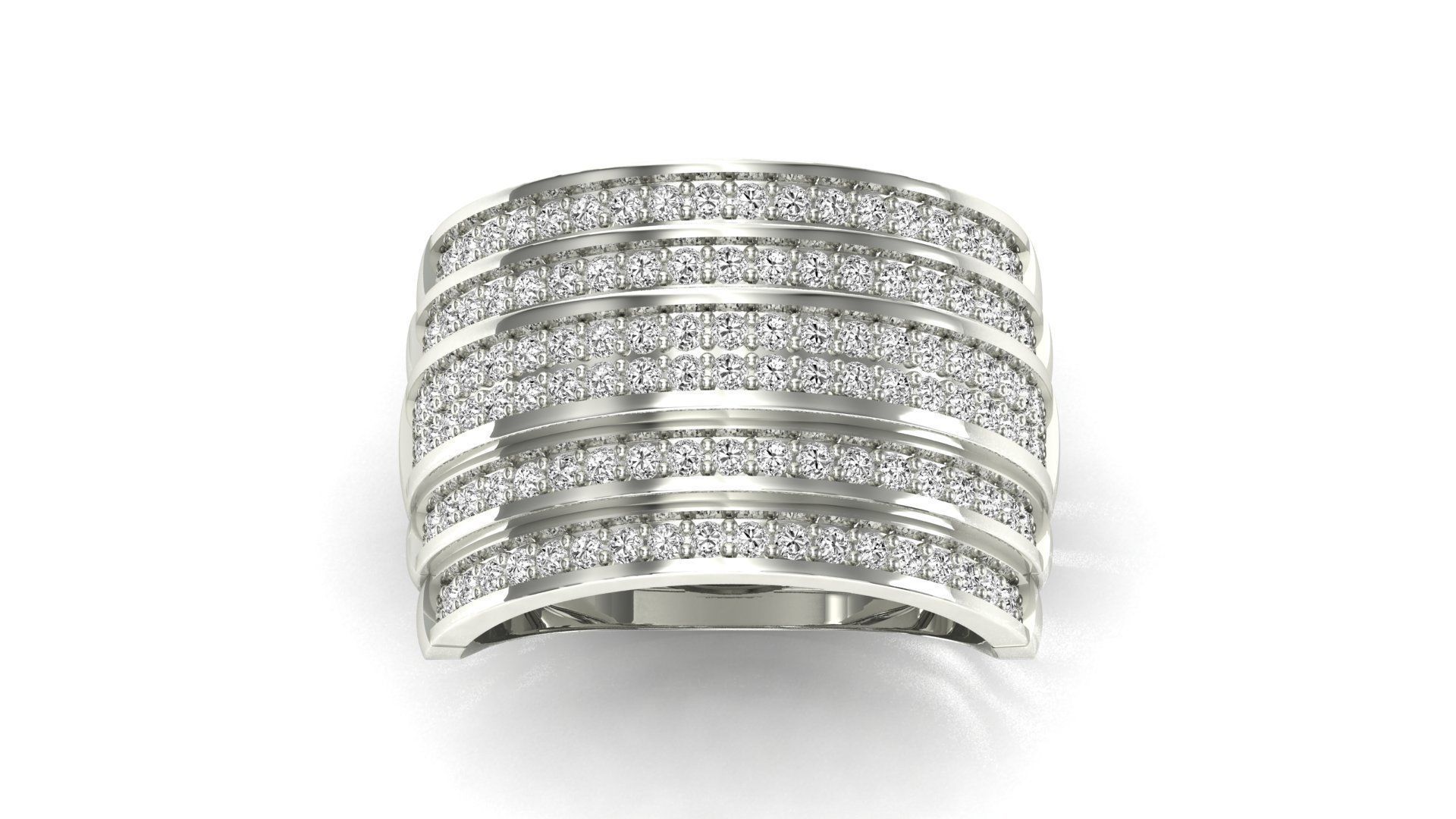 Ring-11014 gold ring with diamonds 3D print model_21