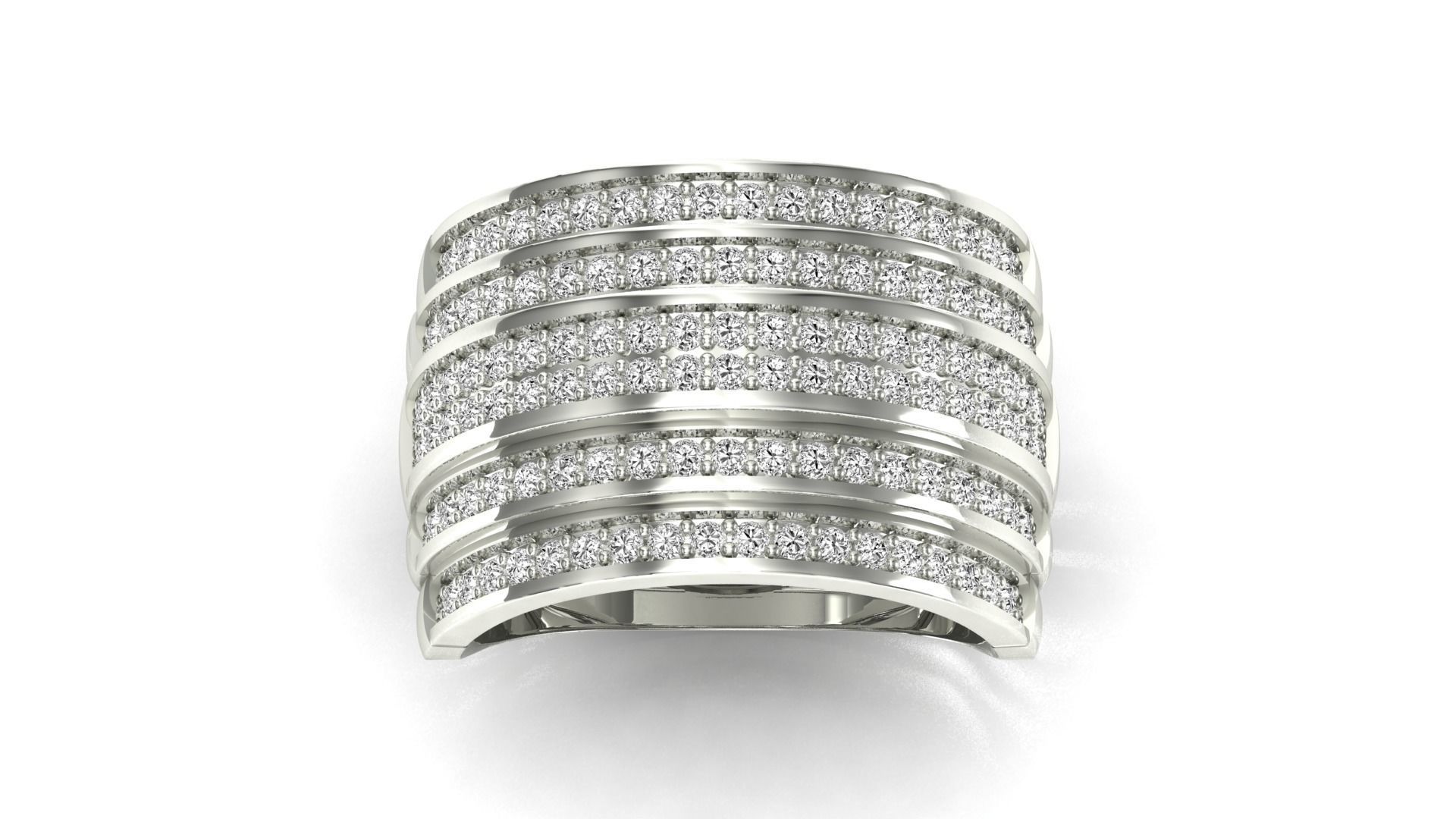 Ring-11014 gold ring with diamonds 3D print model_22