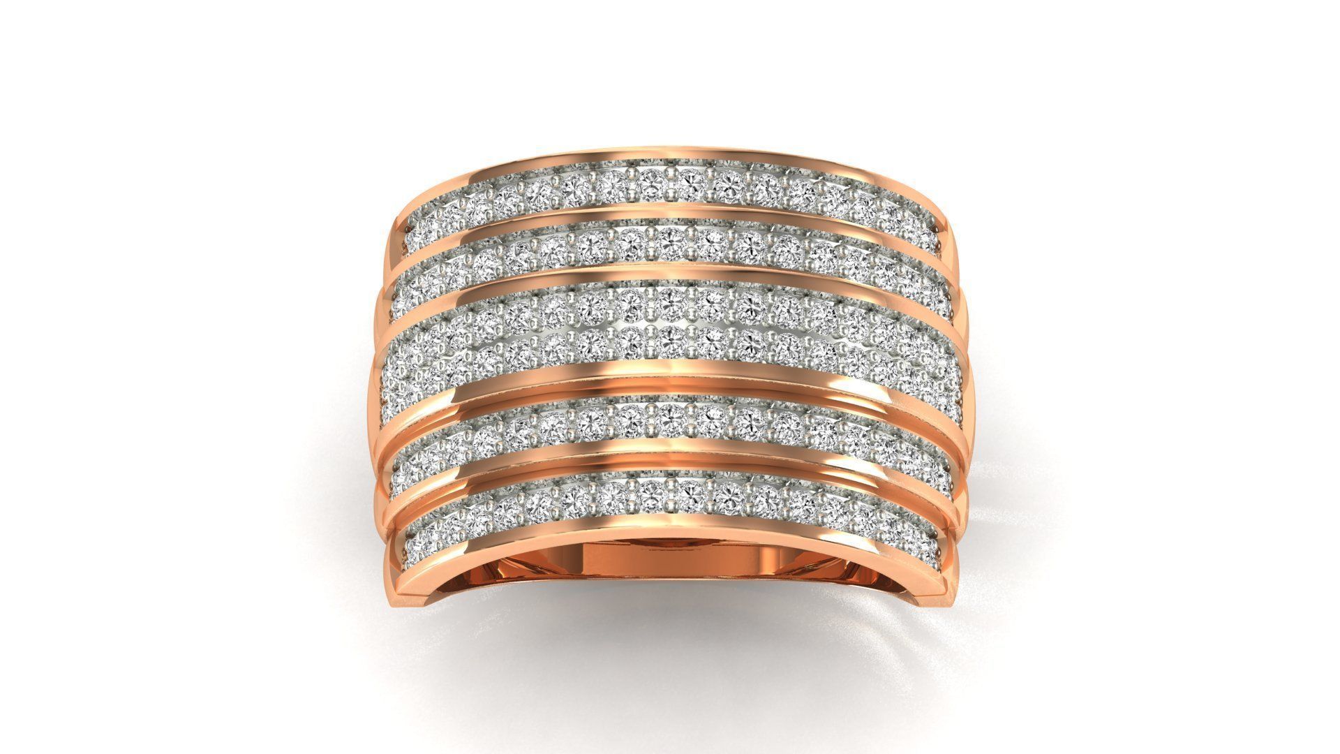 Ring-11014 gold ring with diamonds 3D print model_19