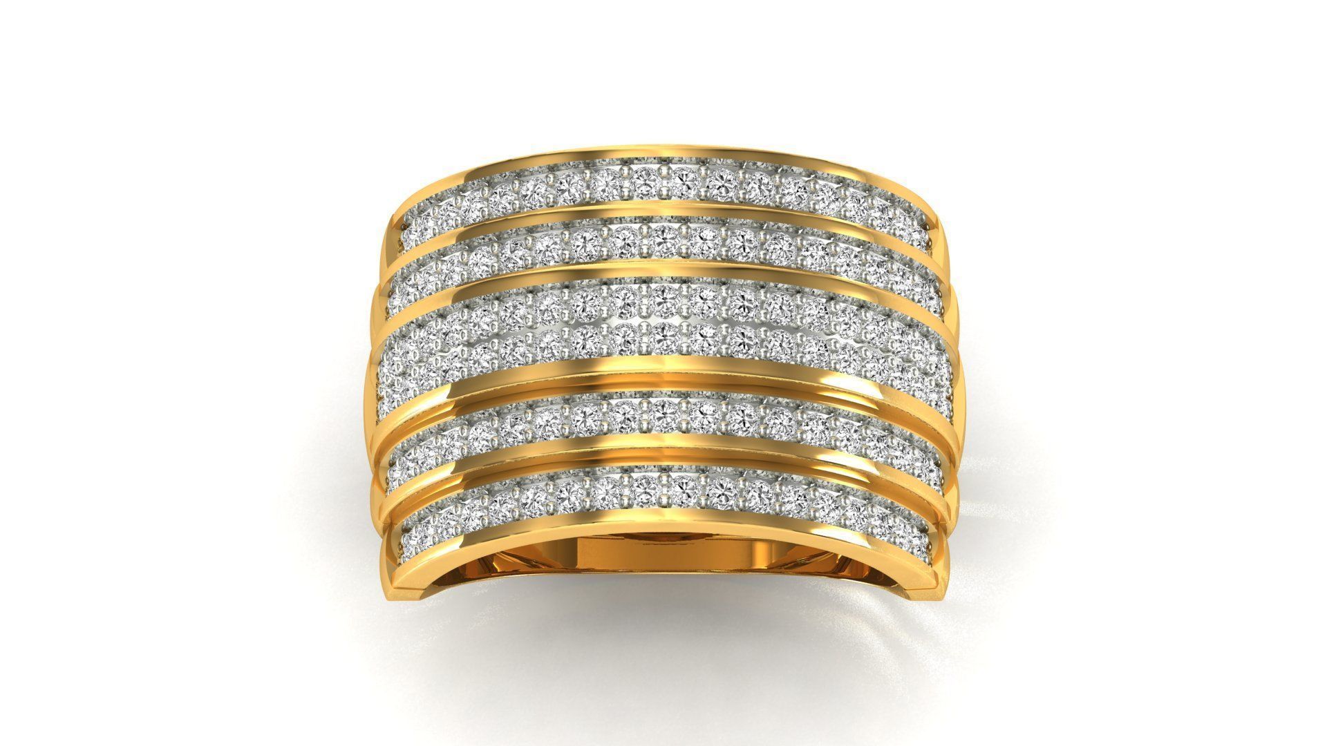 Ring-11014 gold ring with diamonds 3D print model_23