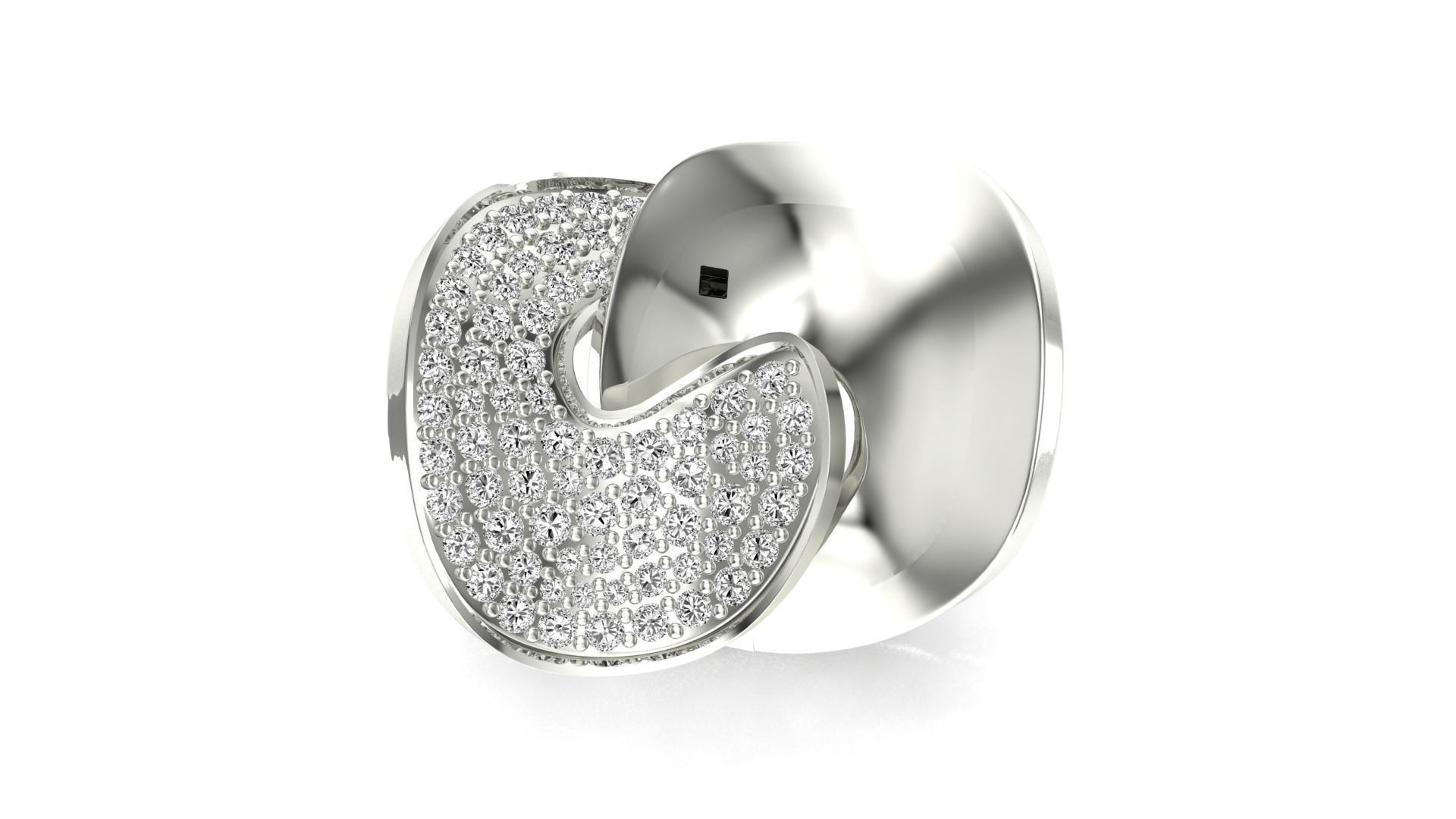 Ring-7843 gold ring with diamonds 3D print model_22