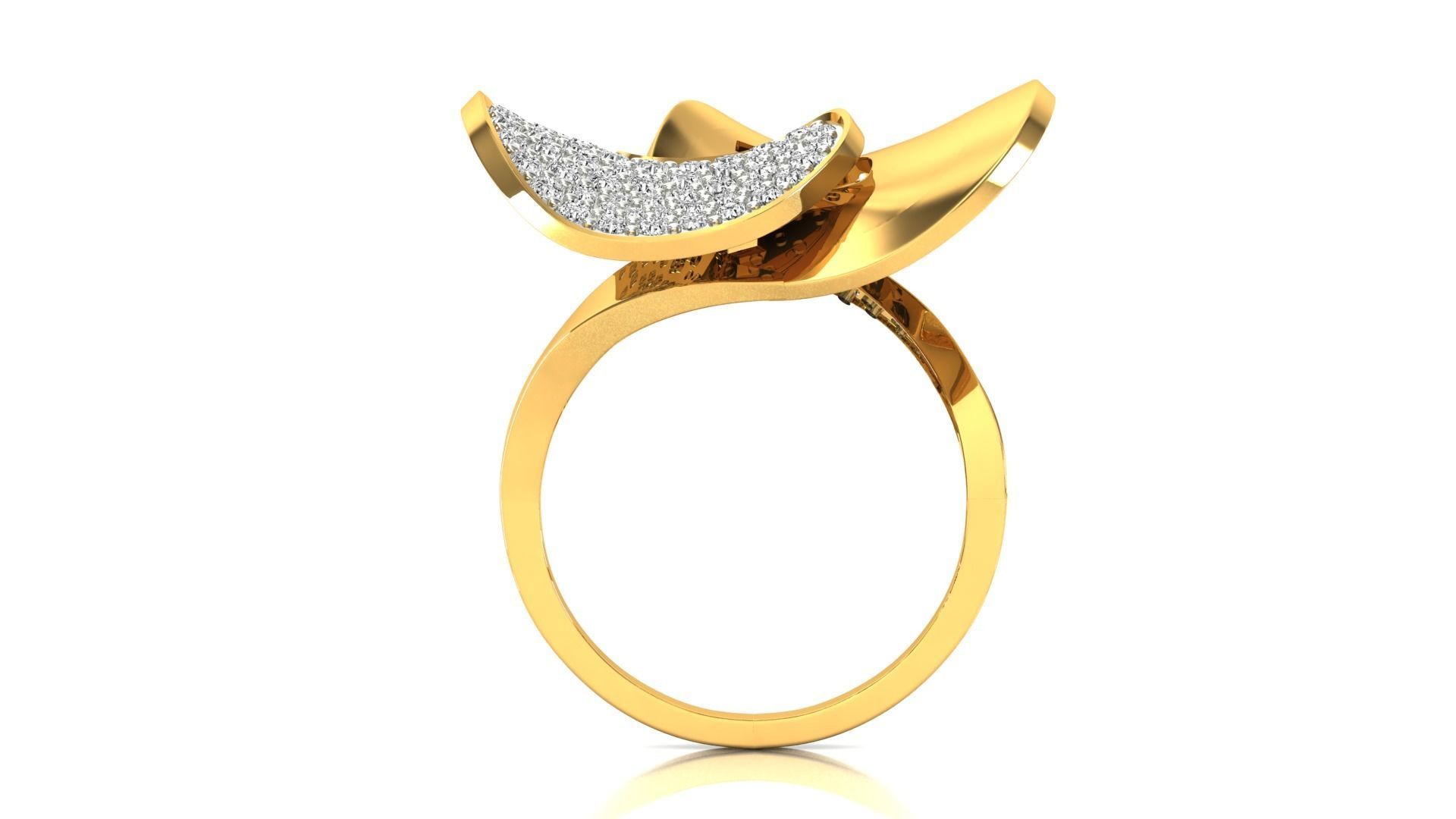 Ring-7843 gold ring with diamonds 3D print model_13