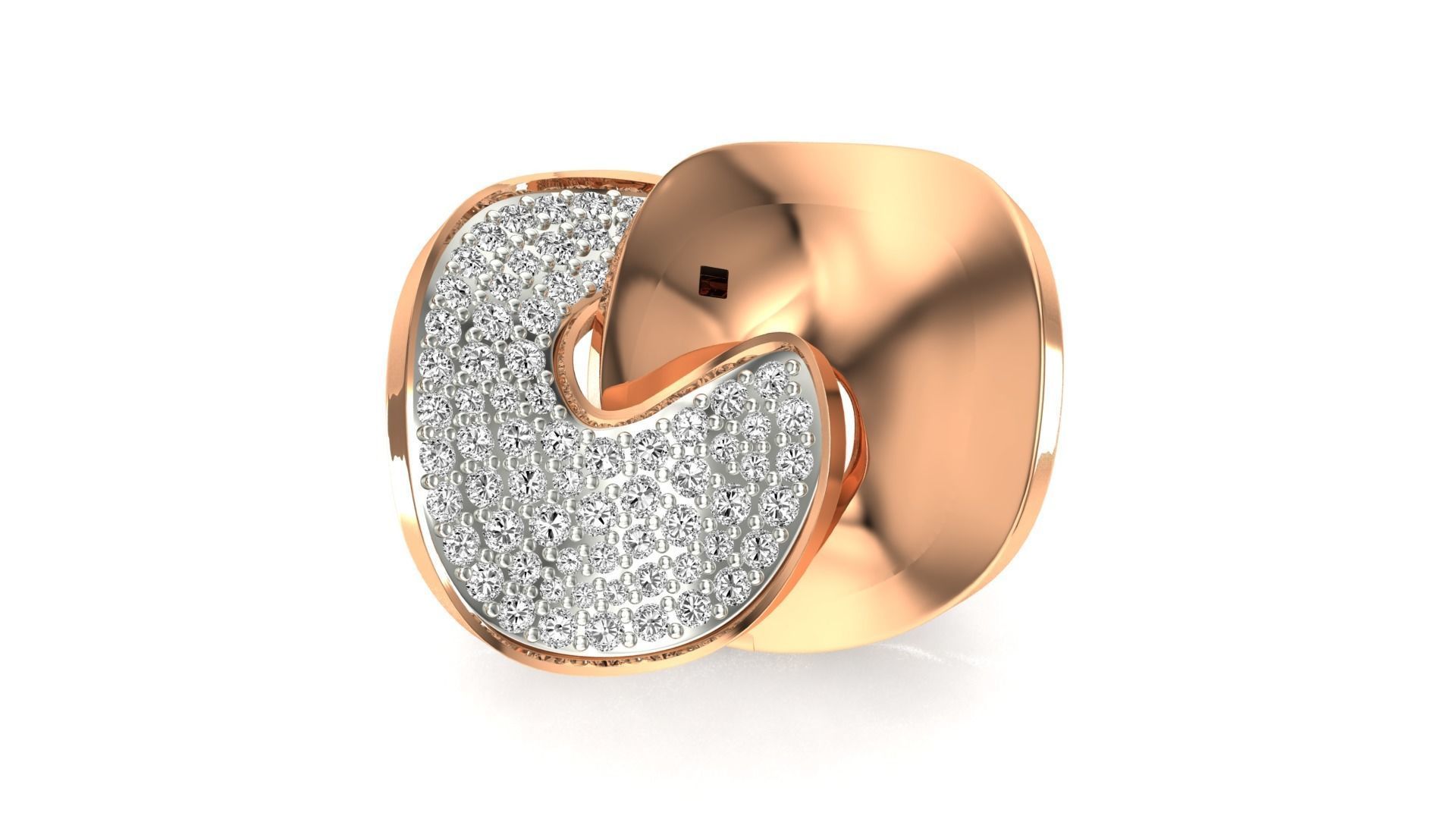Ring-7843 gold ring with diamonds 3D print model_20