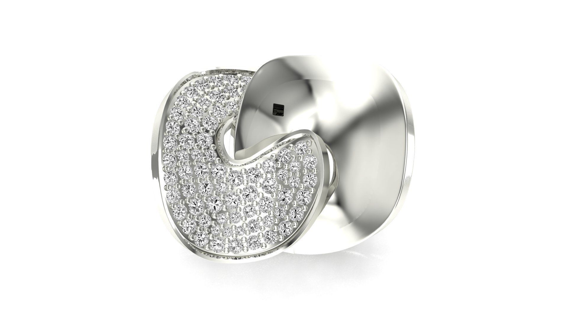 Ring-7843 gold ring with diamonds 3D print model_21