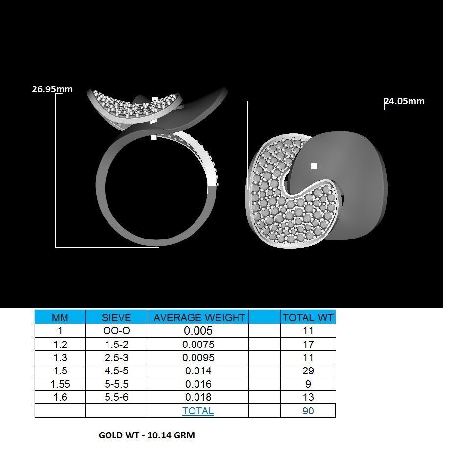 Ring-7843 gold ring with diamonds 3D print model_7