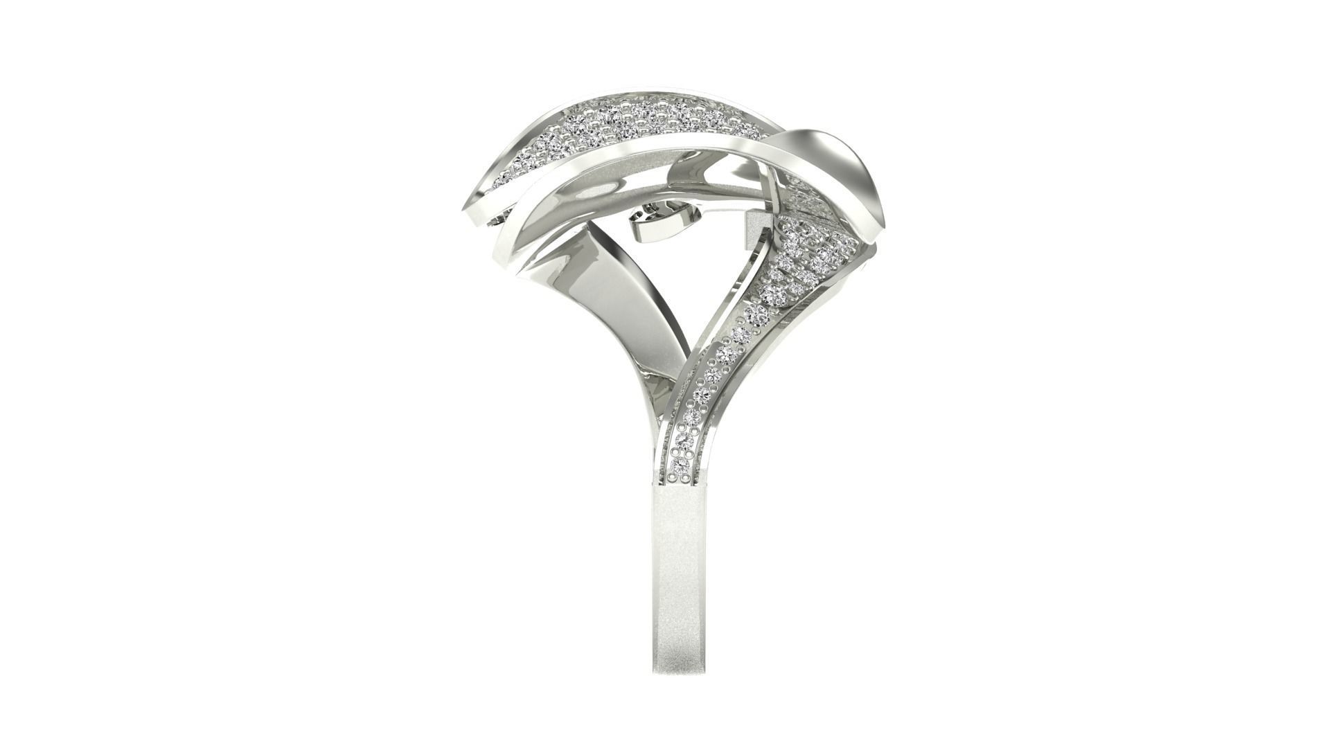 Ring-7843 gold ring with diamonds 3D print model_17