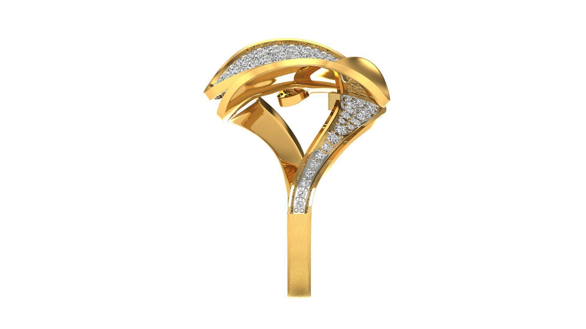 Ring-7843 gold ring with diamonds 3D print model_18