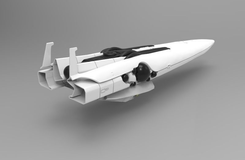 Brynhild spaceship flying in sky 3D print model_2