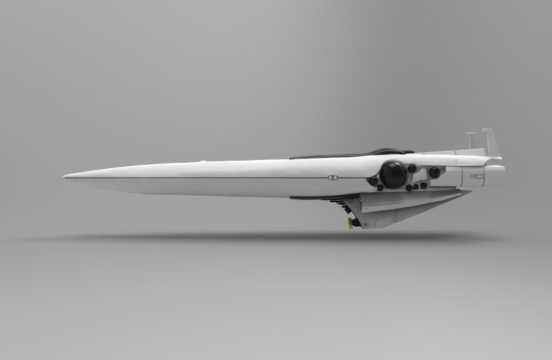 Brynhild spaceship flying in sky 3D print model_1