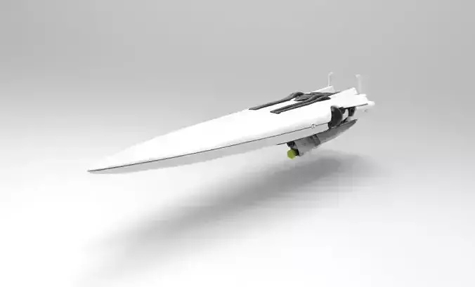 Brynhild spaceship flying in sky 3D print model