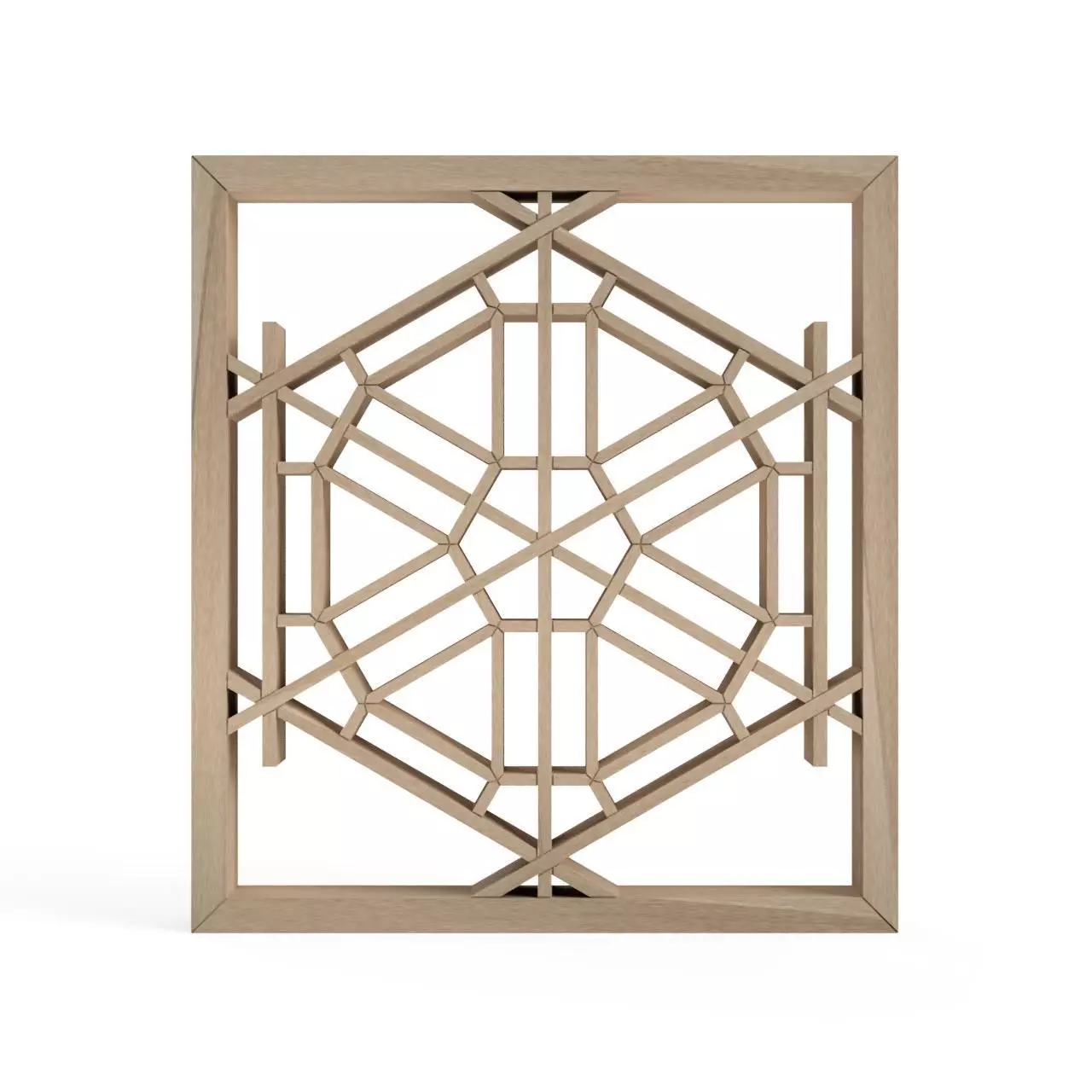 Watsunagi geometric design on wooden frame 3D print model
