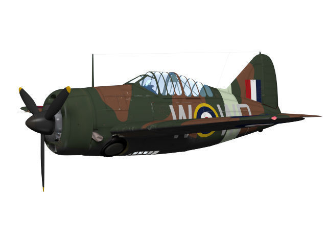 Brewster F2A Buffalo B339 3D model_7