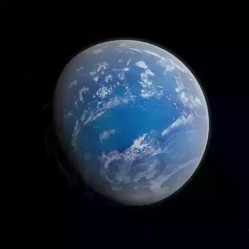 Water Planet with Pole Caps - Alien Planet 8k Low-poly 3D model