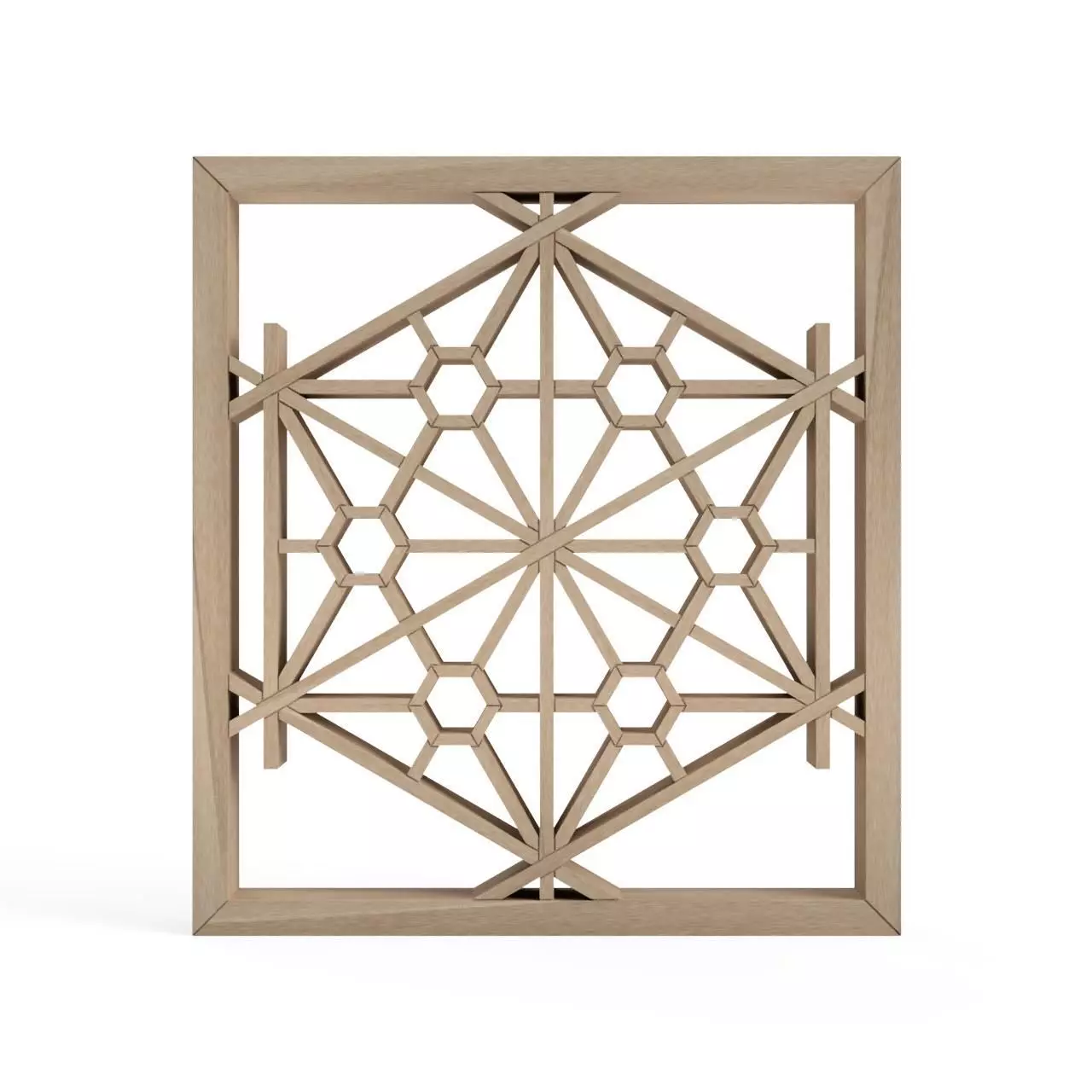 Karahanakikko wooden frame with intricate design 3D print model