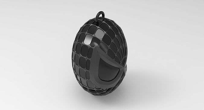 Spiderman Head Keychain Black 3D print model