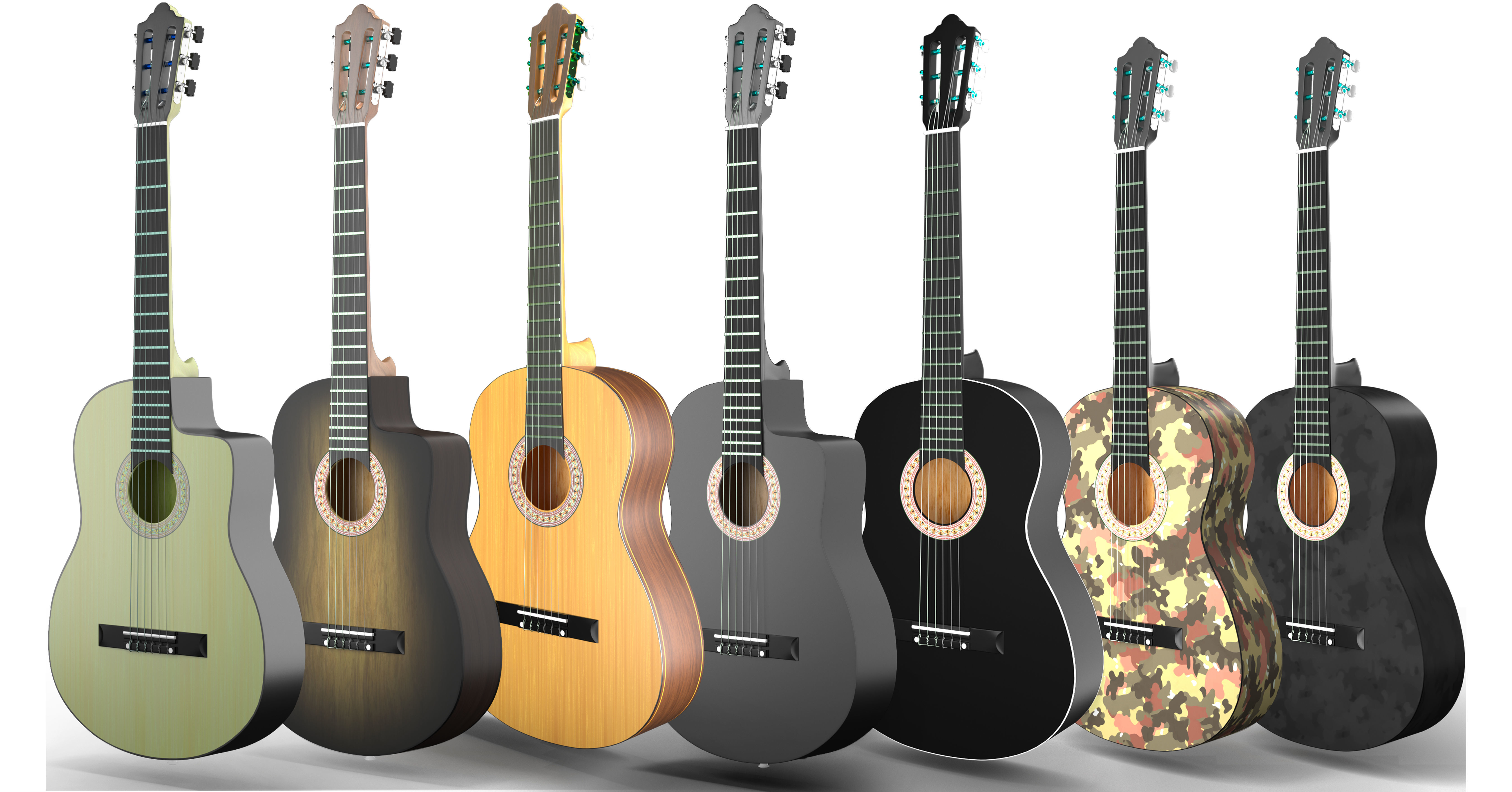 Classic Guitar Collection Low-poly 3D model_6