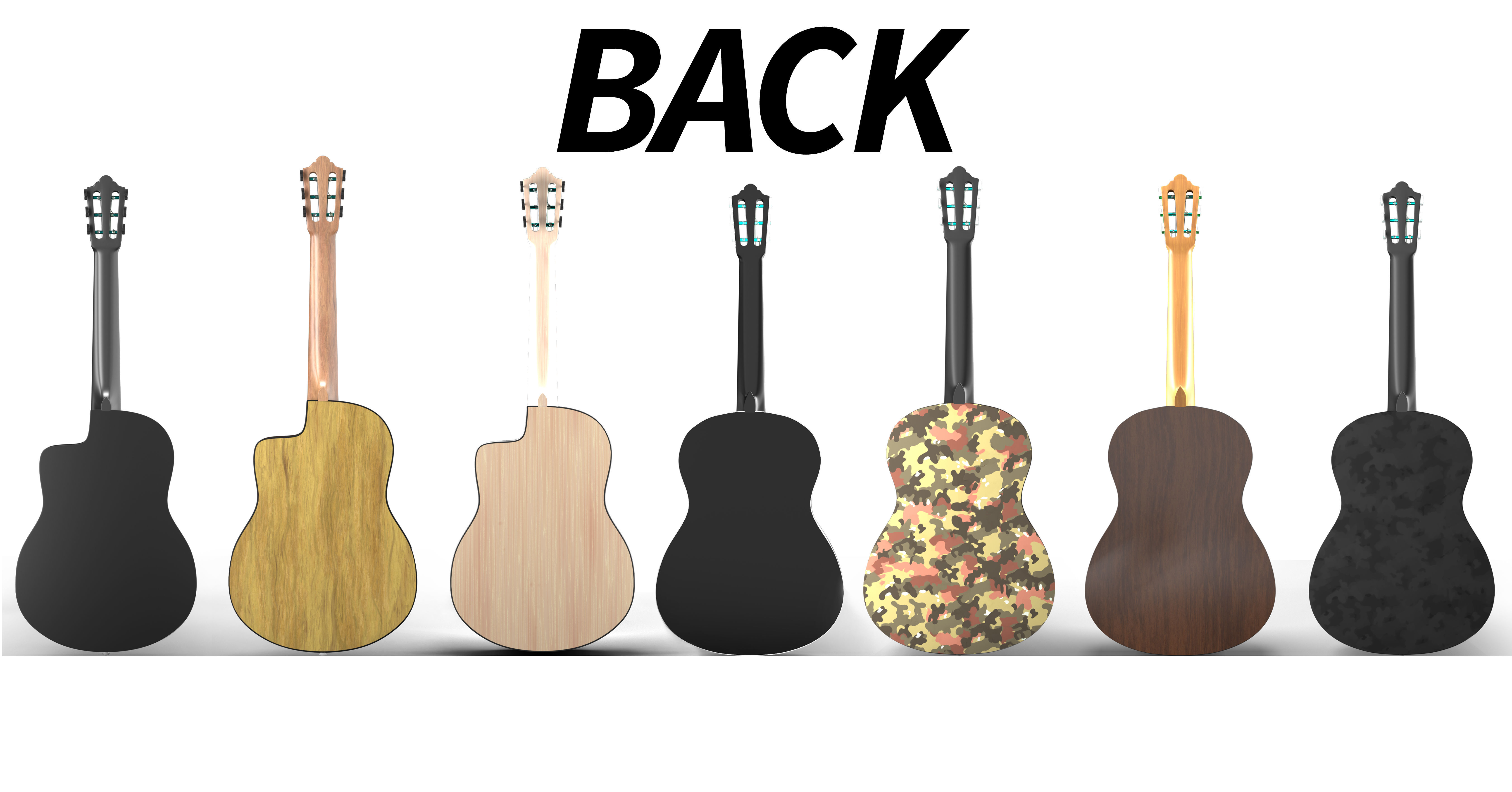Classic Guitar Collection Low-poly 3D model_3