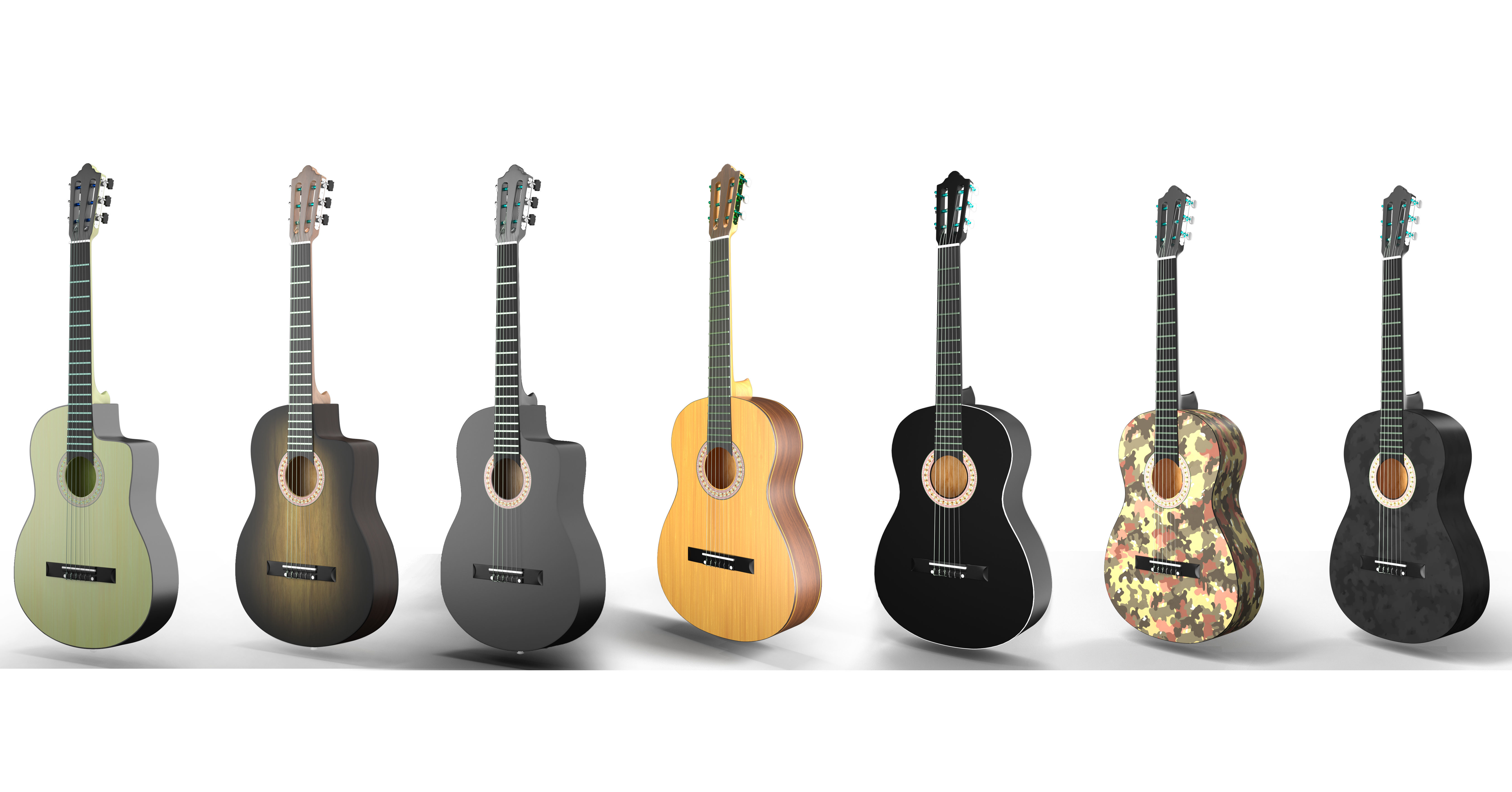 Classic Guitar Collection Low-poly 3D model_5