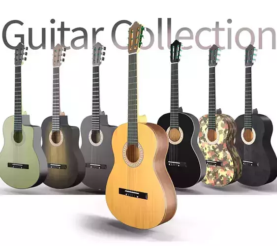 Classic Guitar Collection Low-poly 3D model