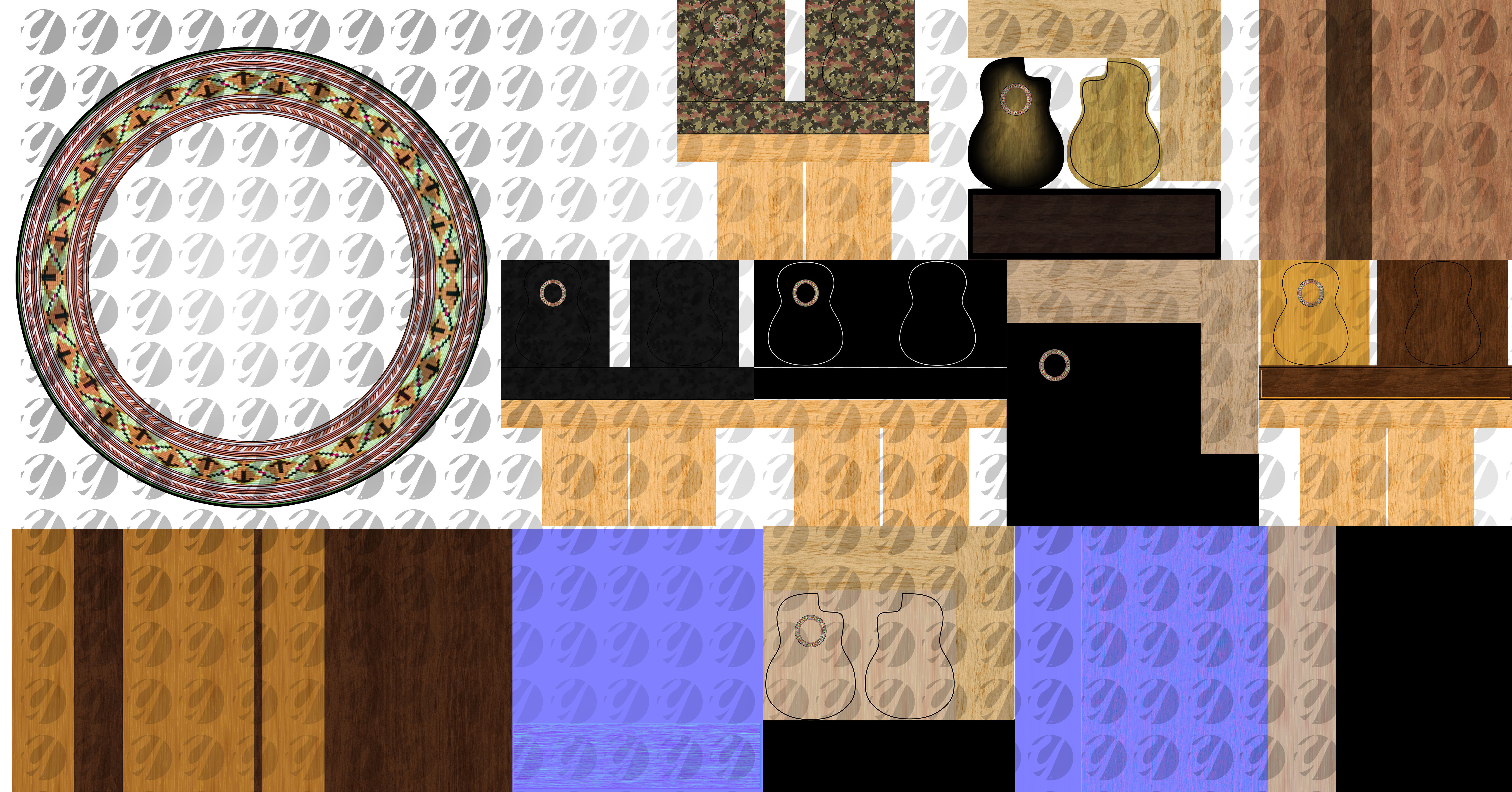 Classic Guitar Collection Low-poly 3D model_7