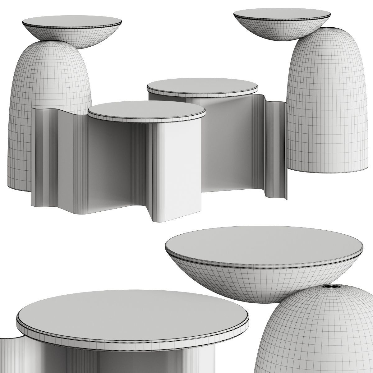 Secolo Pingu and Sketch Coffee and Side Tables 3D model_1