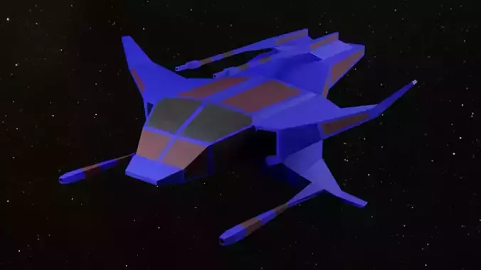 Space Fighter fantasy Low-poly 3D model