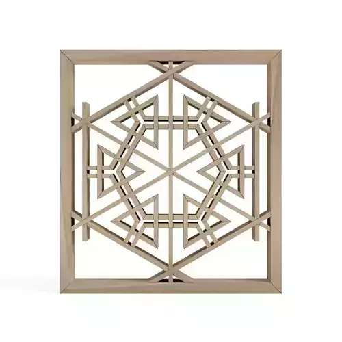 Bentenkikko wooden frame with geometric design 3D print model
