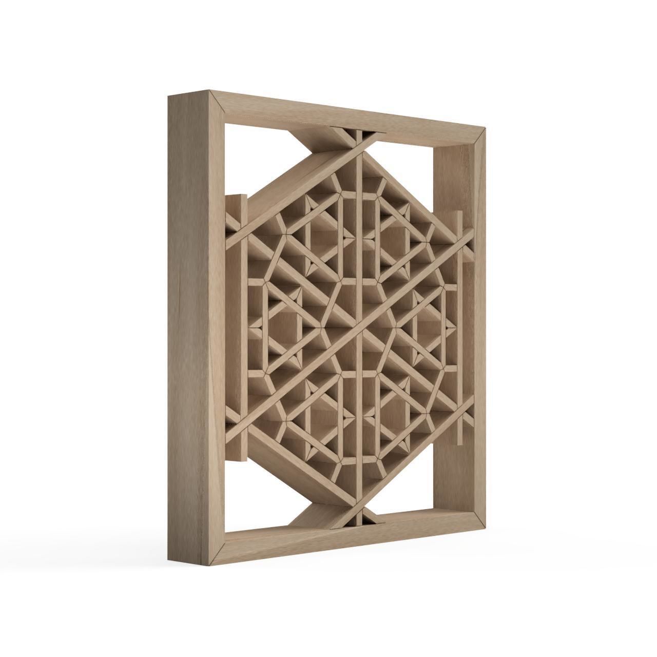 Yaewatsunagi wooden frame with intricate design 3D print model_2