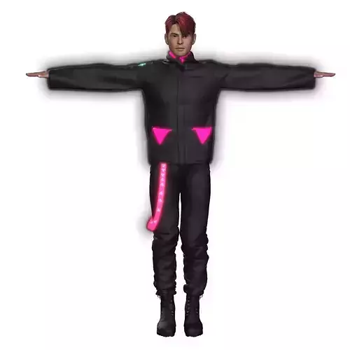 Cyberpunk Male Outfit Trench Coat - Marvelous Designer