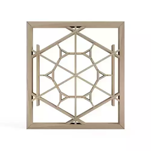 Kurumakikko wooden window frame with geometric design 3D print model